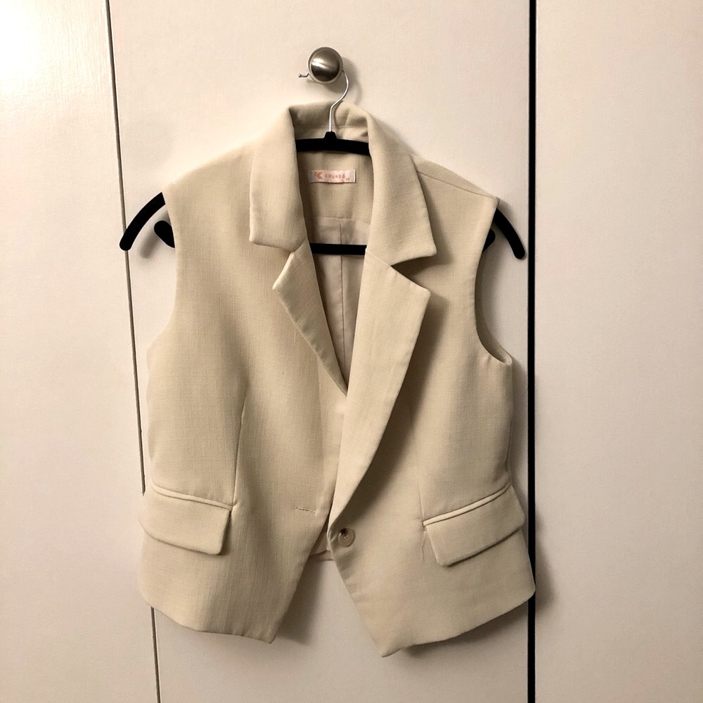 Beige Blazer Vest - XS
